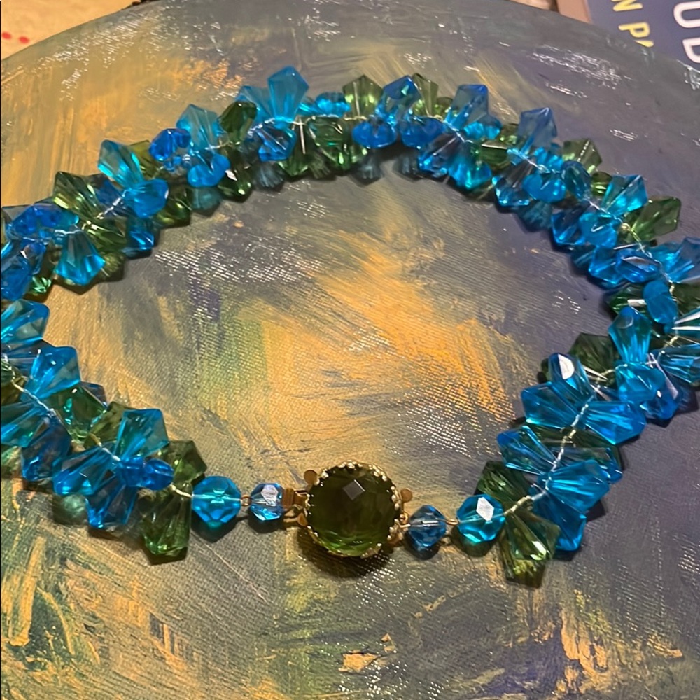1950’s West Germany Elegant Blue and Green Necklace